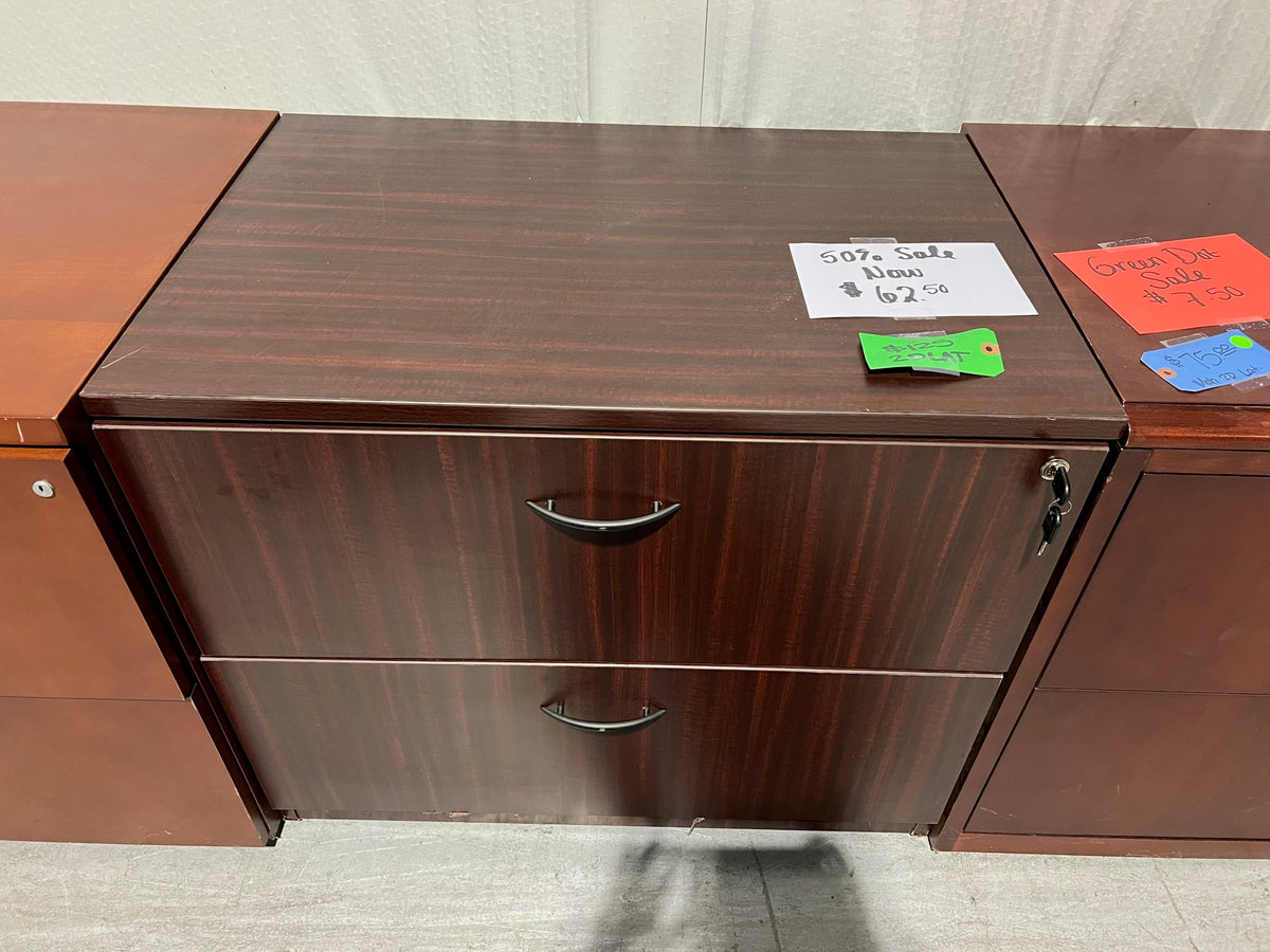 Used Modern Mahogany 2 Drawer Lateral File Superior Office Services