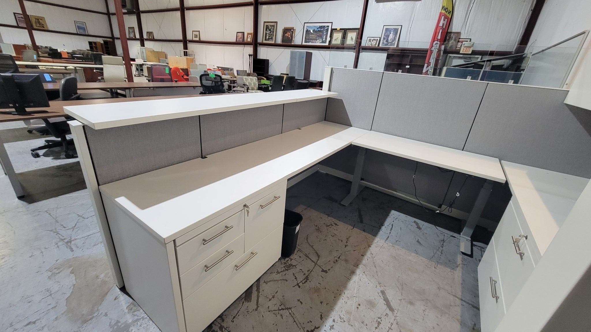Sos Cubicles White and Gray Reception Cubicle Desk – Superior Office Services | Used ...