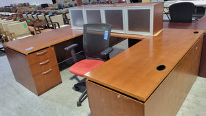 Cherry U-Shape Desk with Hutch