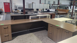 Modern L-Shape Reception Desk with 2-Door Storage Cabinet