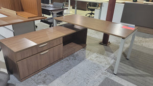 Walnut L-Shape Desk With Hutch