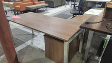 Load image into Gallery viewer, Walnut L-Shape Desk With Hutch
