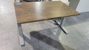 4 ft Oak Sit-Stand Desk with Credenza