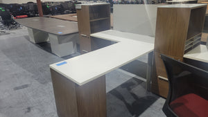 White/Walnut L-Shape Desk