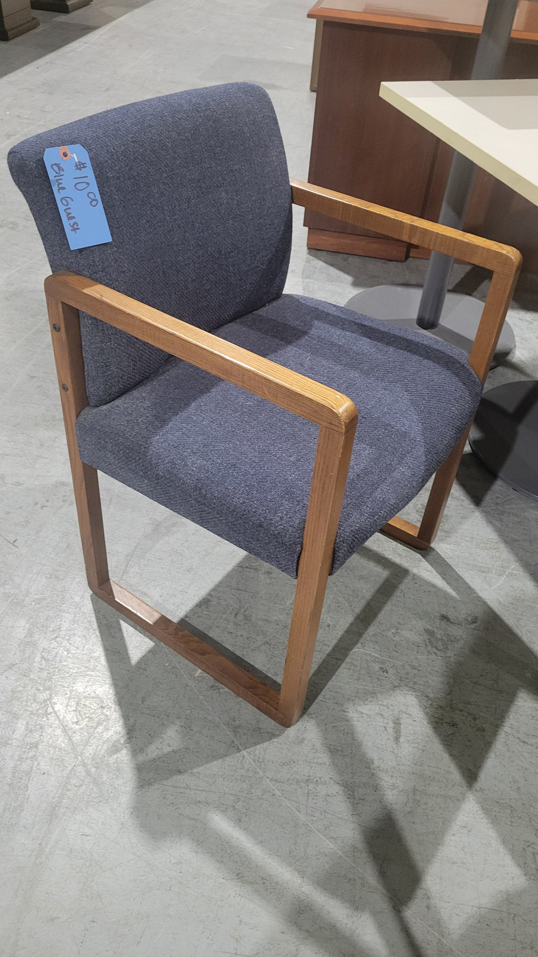 Blue Fabric and Wood Guest Chair