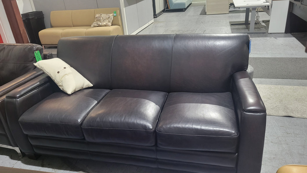 Dark Brown Faux Leather Sofa