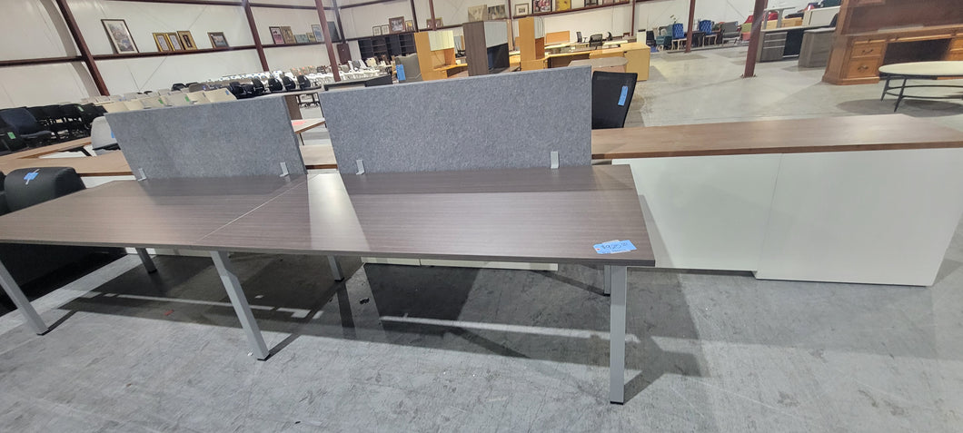 12' x 3' Newport Gray Benching Table with Divider Panels