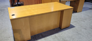 6' Blonde Double Pedestal Straight Desk