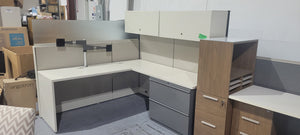 Knoll 6 x 6 Cubicle Station with Lateral Files and Dual Monitor Arms