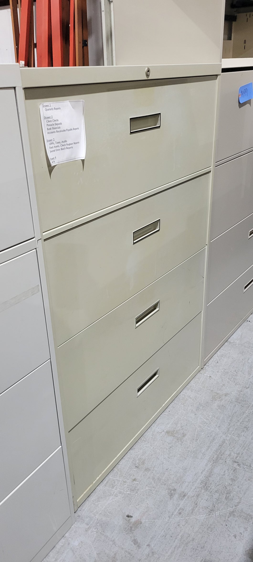 Beige 4-Drawer Lateral File Cabinet