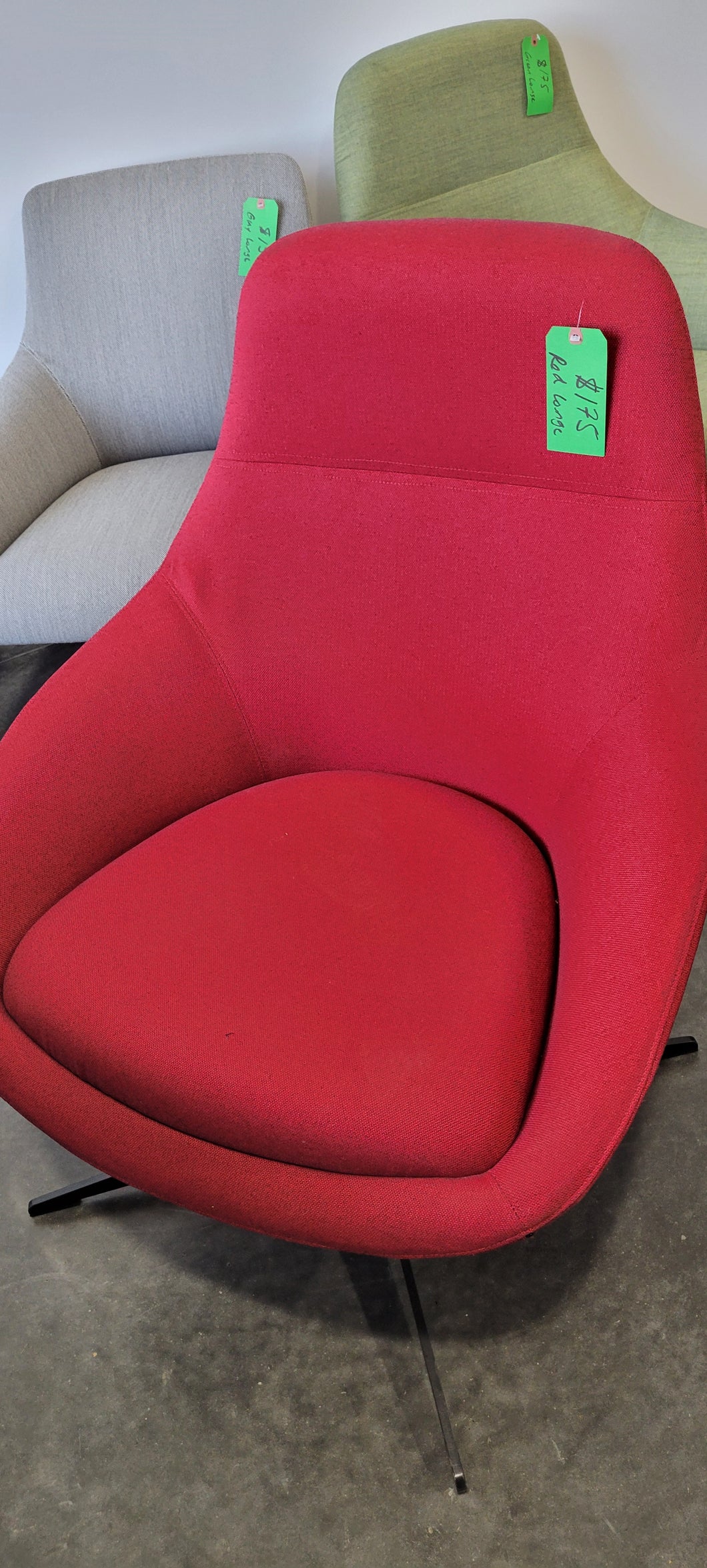 Red Fabric Lounge Chair
