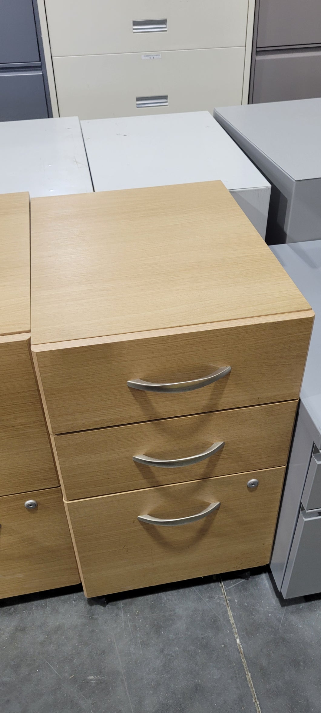 Maple 3-Drawer Mobile File Pedestal