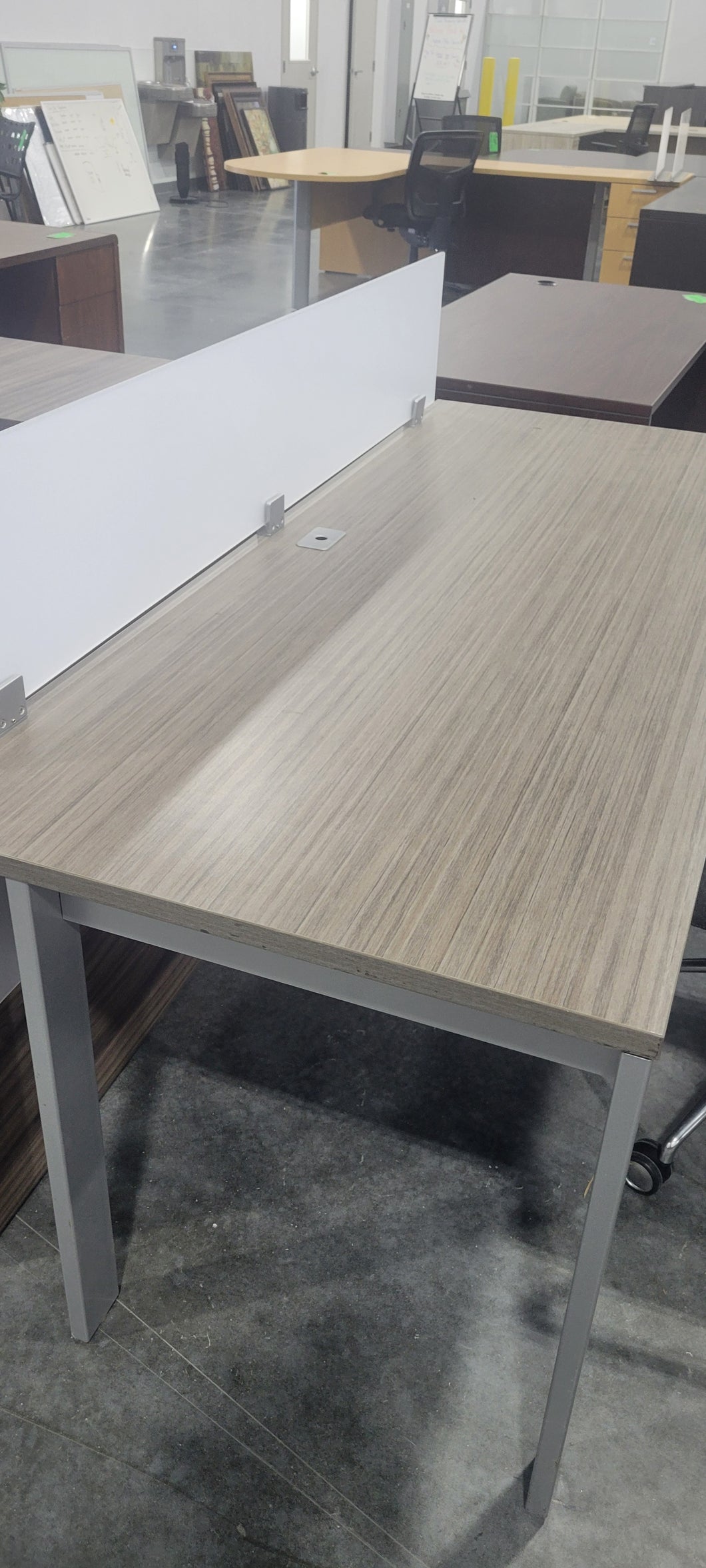 Newport Gray Table with Frosted Glass Divider