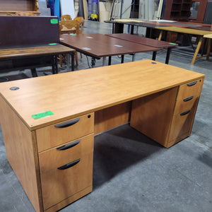 Honey Desk and Credenza Set