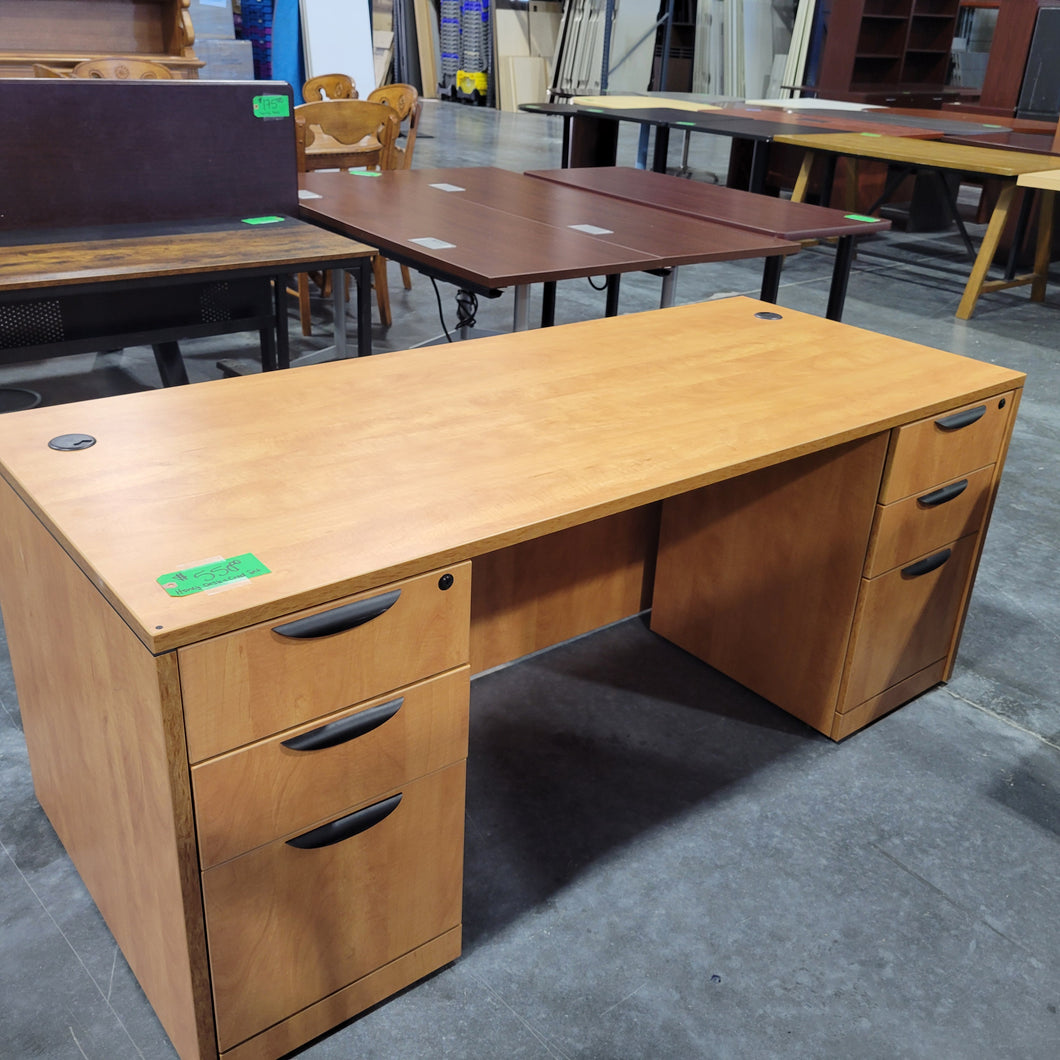 Honey Desk and Credenza Set