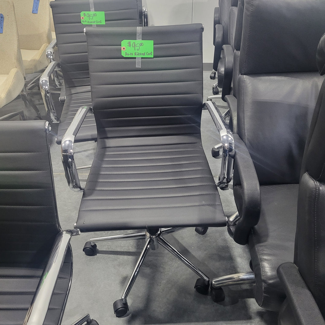 As-Is Black Ribbed Conference Chair