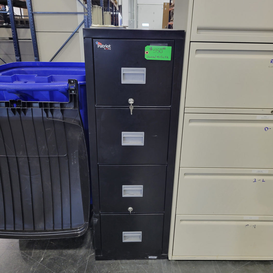 4-Drawer Fire King Vertical File Cabinet with Key