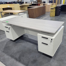 Load image into Gallery viewer, Ryker Bianca Double Pedestal Desk in Dove Oak and White
