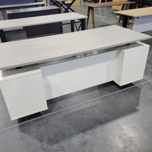 Load image into Gallery viewer, Ryker Bianca Double Pedestal Desk in Dove Oak and White
