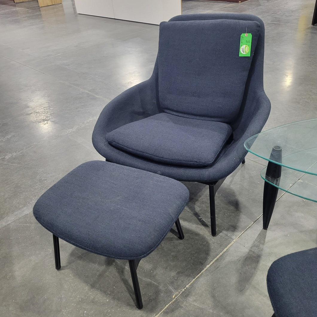 Black Lounge Chair with Ottoman