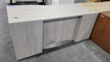 Load image into Gallery viewer, 71 x 30 Curved Desk in Dove Oak with File Pedestal
