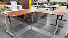 Load image into Gallery viewer, 6 x 6.5 Cherry L-Shape Sit-Stand Desk
