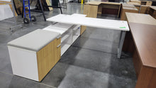 Load image into Gallery viewer, White and Aspen Shared Desk with Low Credenza

