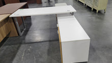 Load image into Gallery viewer, White and Aspen Shared Desk with Low Credenza

