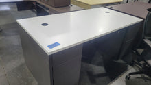 Load image into Gallery viewer, As-Is White and Grey Desk/Credenza Set
