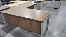 Load image into Gallery viewer, Walnut L-Shape Desk with Mobile Pedestals
