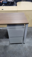 Load image into Gallery viewer, Walnut L-Shape Desk with Mobile Pedestals
