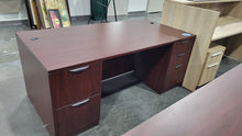 Load image into Gallery viewer, 36 x 11 Mahogany Double Pedestal Desk
