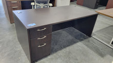 Load image into Gallery viewer, Espresso Single Pedestal Desk
