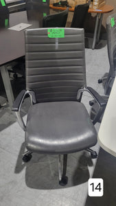 Gray Vinyl High-Backed Conference Chair