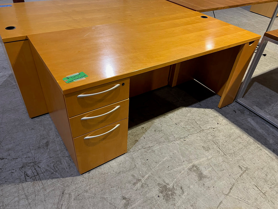 Maple Desk and Credenza Set
