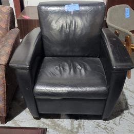 As-Is Black Leather Club Chair