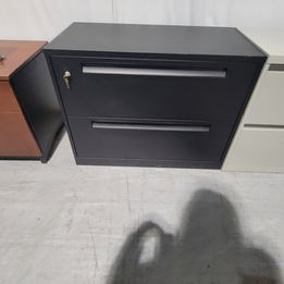 Two-Drawer Lateral Black Metal File Cabinet