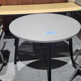 Gray Round Table with Black Legs