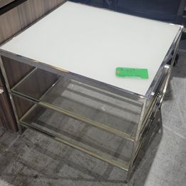 White and Glass End Table