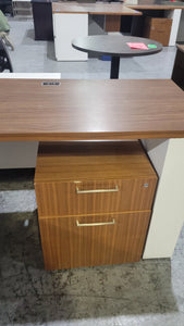 White and Walnut L-Shape Desk