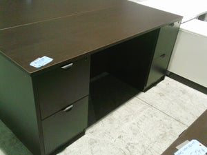 66" Double Pedestal Mahogany Straight Desk