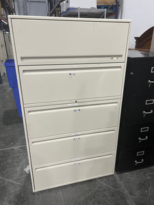 Light Putty 5-Drawer Lateral File Cabinet