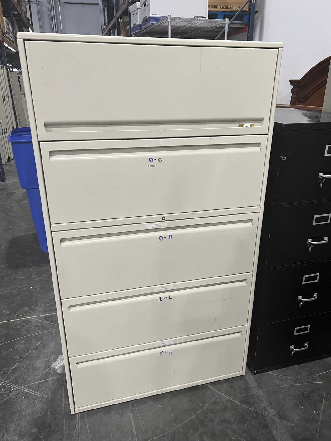 Light Putty 5-Drawer Lateral File Cabinet