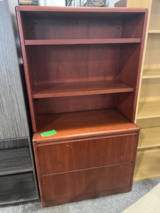 Cherry 2-Drawer Lateral File and Bookcase