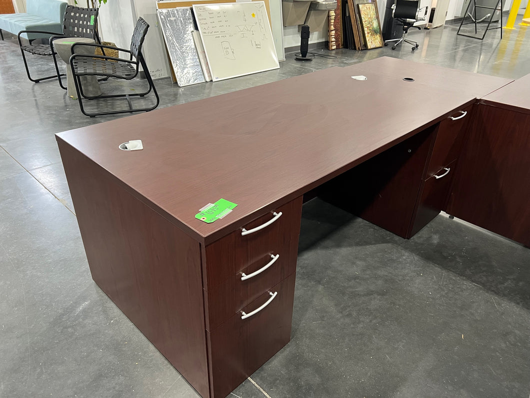 Mahogany Desk and Credenza Set