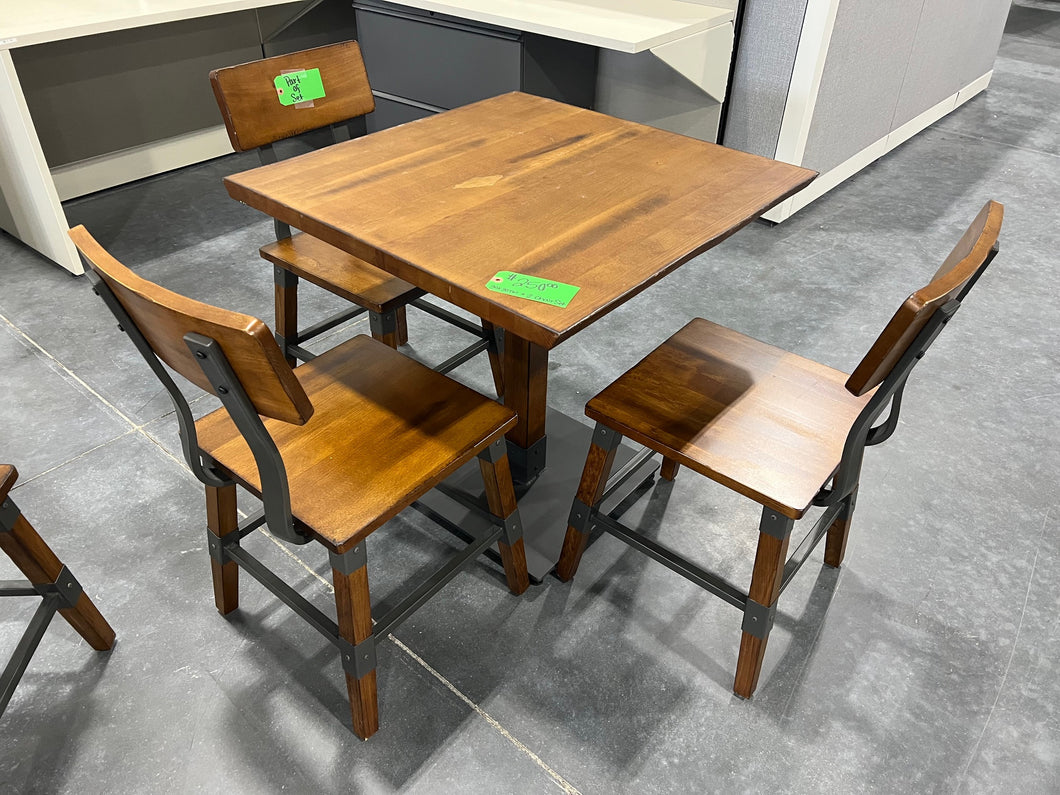 30 x 30 Walnut Table and 3 Chair Set