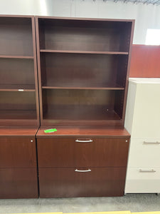 Mahogany 2-Drawer Lateral File and Bookcase
