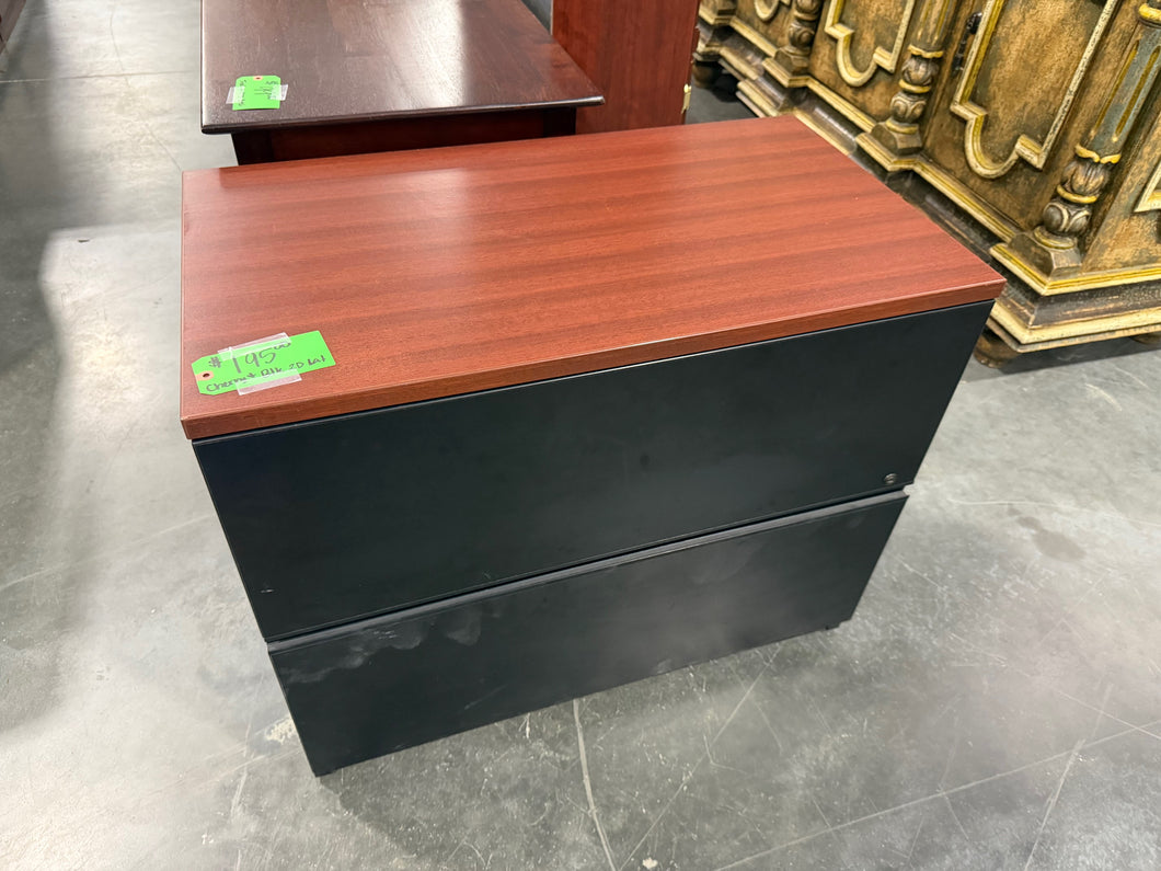Cherry and Black 2-Drawer Lateral File Cabinet