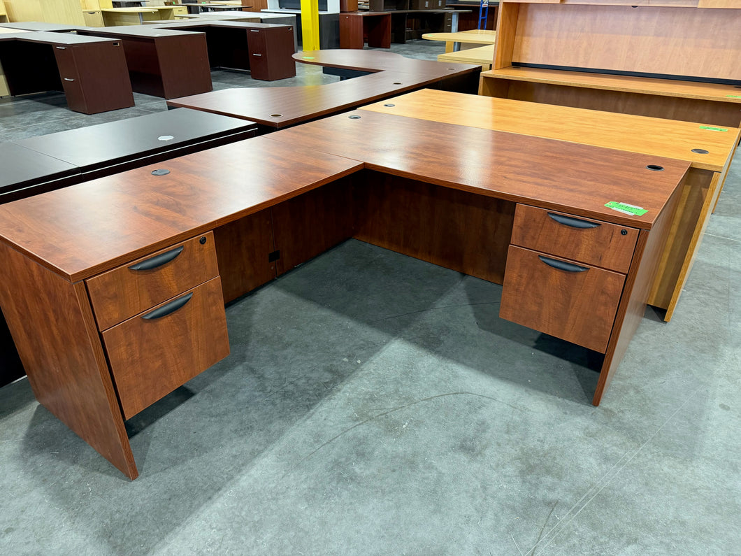 66 x 77 Cherry L-Shape Desk