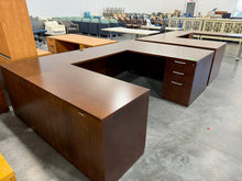 Load image into Gallery viewer, As-Is Cherry U-Shape Desk
